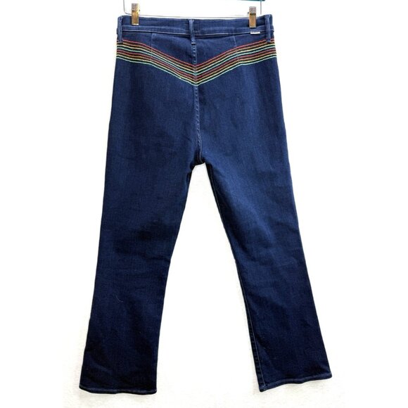 Mother Women's The Smooth Hustler Jeans in Over The Rainbow Embroidered Size 30 - Picture 7 of 13